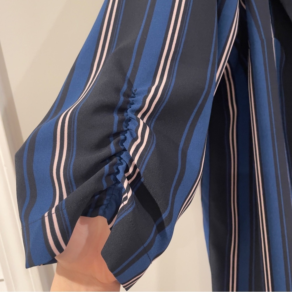 Dress Barn (Roz & Ali) Striped Longline Open Front Blazer Jacket -Blue/White, 3X - Picture 4 of 11